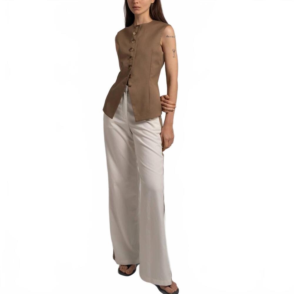 NEW SLOAN sleeveless sculpted vest in tan